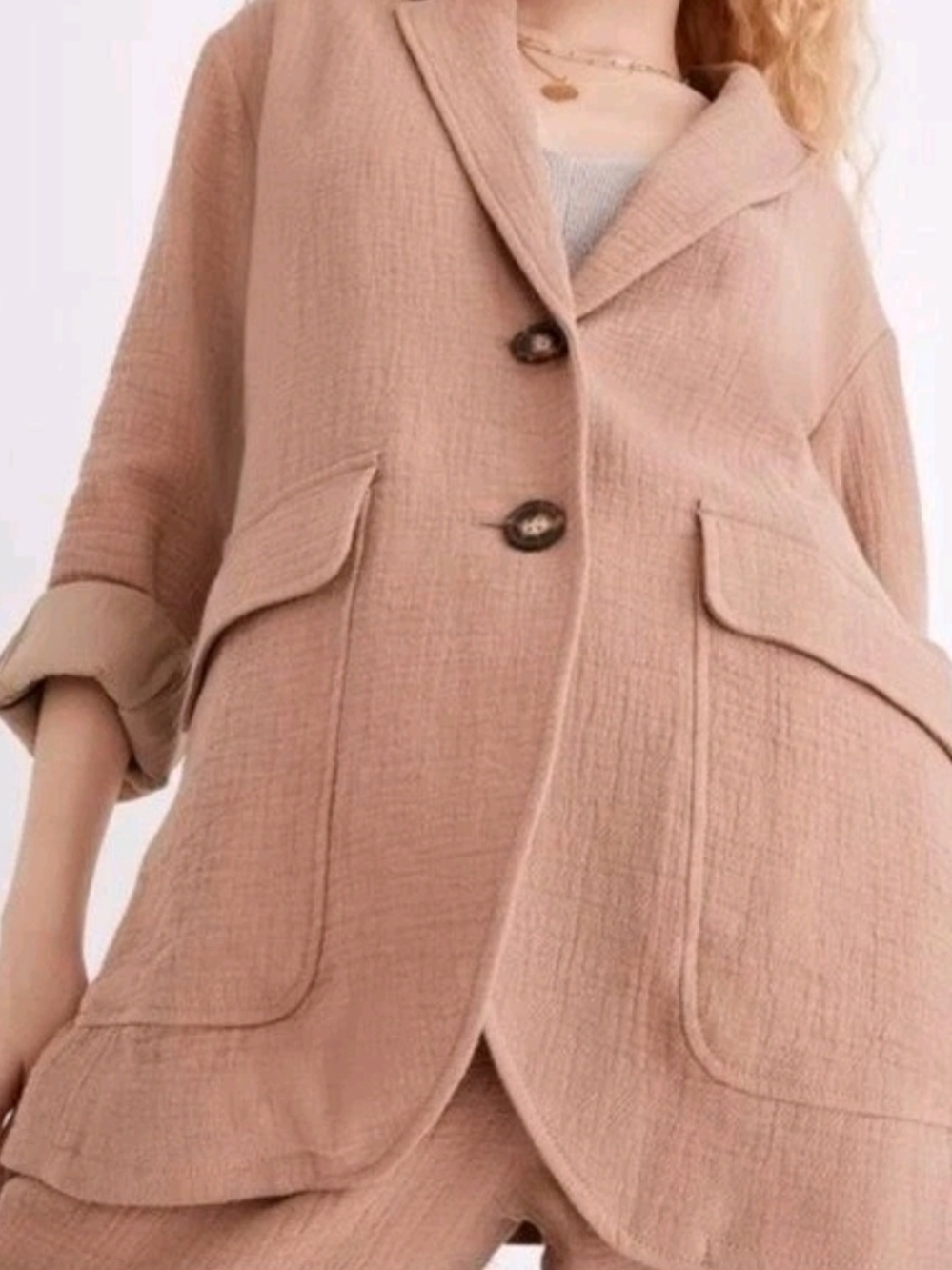 Madewell Cotton-Linen Oversized Relaxed Larsen Blazer in Faded Earth Sz XS - M